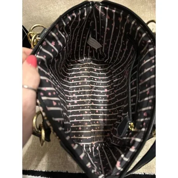 Betsey Johnson Black and Gold Starry Satchel - Picture 7 of 14